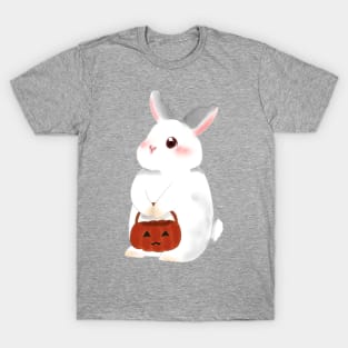 White Rabbit ready to Treat or Trick _ Bunniesmee Halloween Design T-Shirt